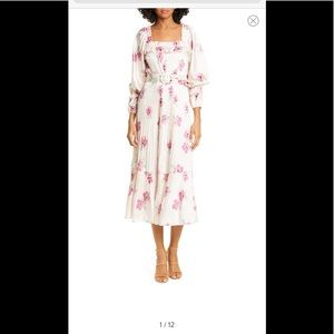 NWT NICHOLAS Pink Pleated Prairie MIDI Dress 4